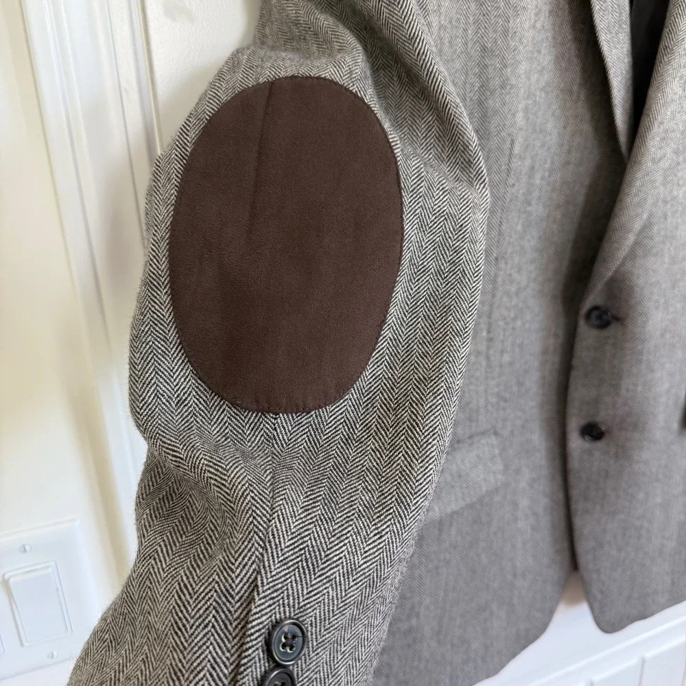Lauren Ralph Lauren Herringbone Wool Jacket Elbow Patches Men's 46R